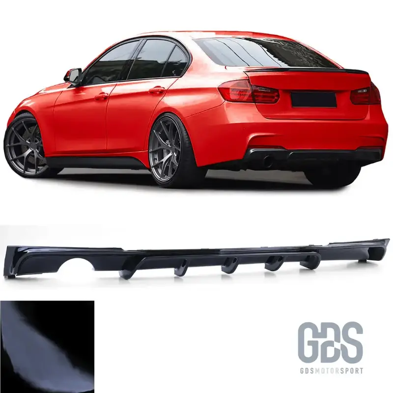 Diffuseur M Performance pare-choc arrière Noir Brillant Sortie Simple Gauche BMW Série 3 F30 / F31