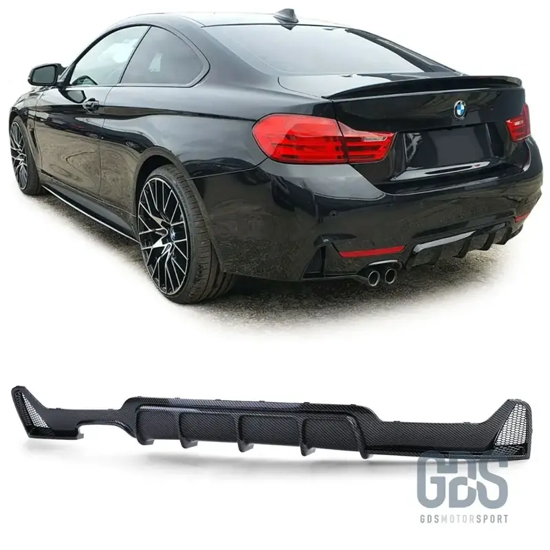 Diffuseur M Performance pour BMW Série 4 F32 F33 F36 - Sortie double gauche Look Carbone