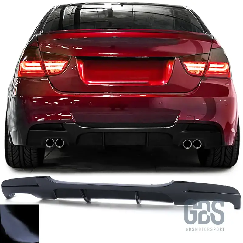 Diffuseur Pare-Choc Arrière Look M Performance 4 Sorties Noir Brillant BMW Série 3 E90 E91