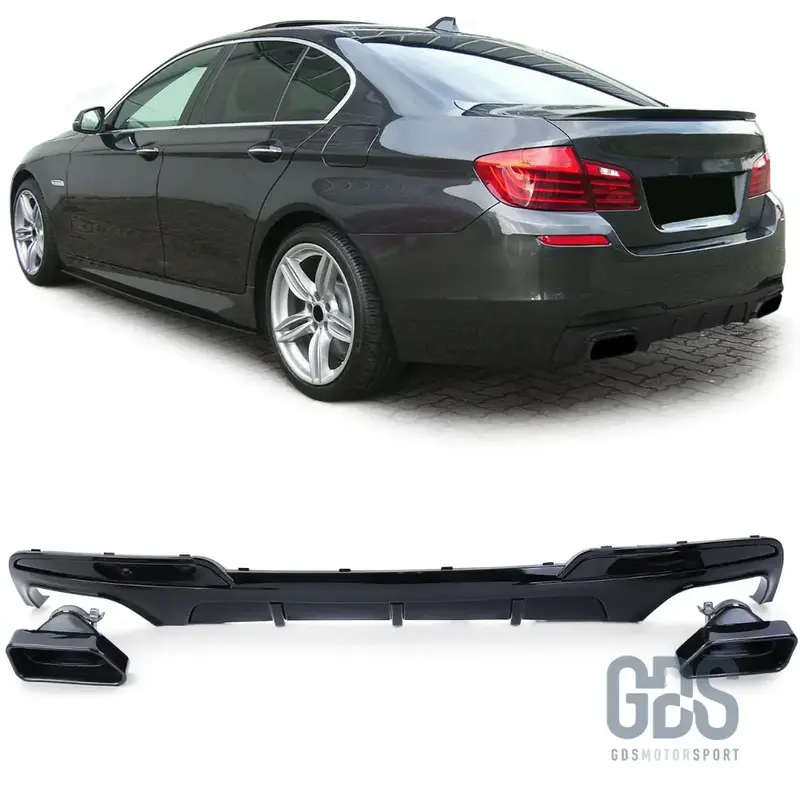 Diffuseur Pare-choc Arrière Noir Brillant + Embouts 550i pour BMW F10 / F11 Pack M (2010-2017)