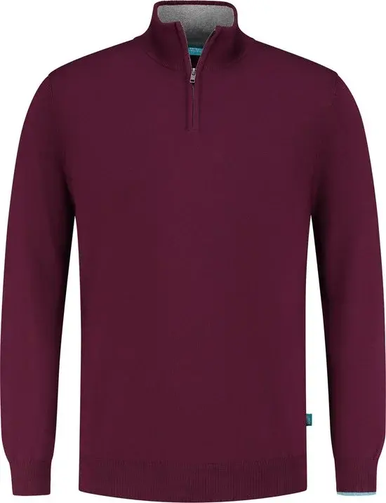 District Indigo Demi-zipper en coton et cachemire prune - Nouvelle collection outlet