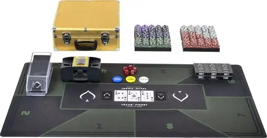 Ensemble de poker Golden 600 jetons, mélangeur de cartes, tapis de poker - Neuf Outlet