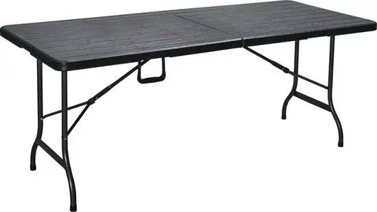 Erro Vouwtafel Houtlook 180x74cm Zwart - Nieuw Outlet