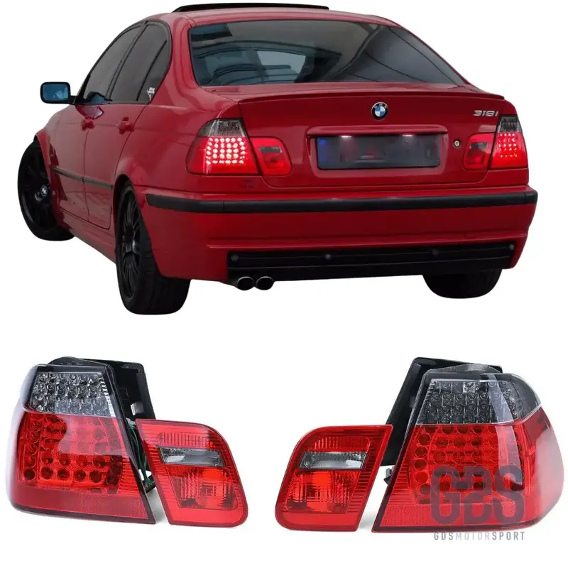 Feux Arrière Full LED Rouge Fumé Noir pour BMW Série 3 E46 Berline 1998 à 2005