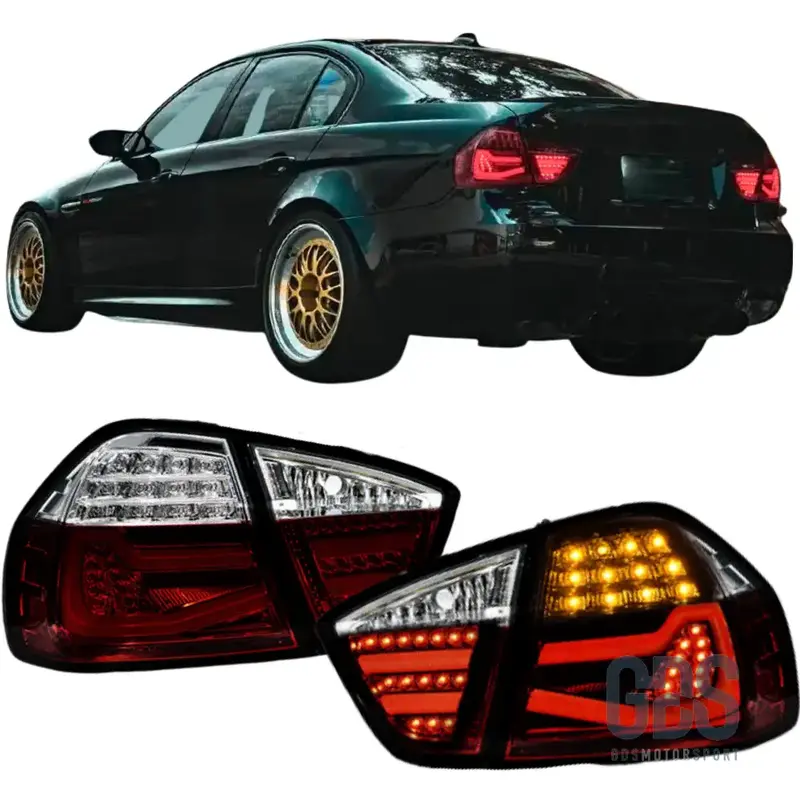 Feux Arrière LED Light Bar BMW Série 3 E90 Phase 1 Rouge et Blanc Fumé Noir