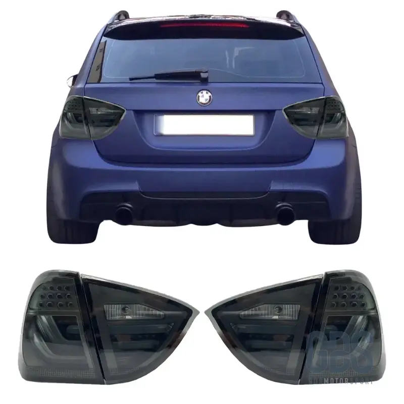 Feux Arrière LED Light Bar BMW Série 3 E91 Touring Phase 1 Look LCI Phase 2 Fond Noir