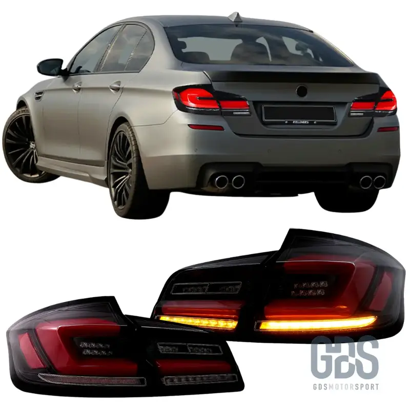 Feux arrière Look G30 Full LED Fond Noir Vitre Fumé pour BMW Série 5 F10 Berline