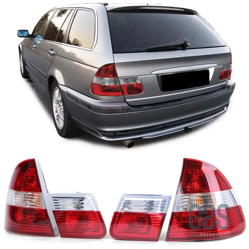 Feux Arrières Type Phase 2 Rouge Cristal Transparent BMW Série 3 E46 Touring 1998/2005