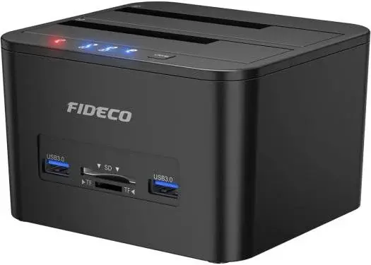 Fideco Station d'accueil double baie pour disque dur USB 3.0 - Nouvelle prise