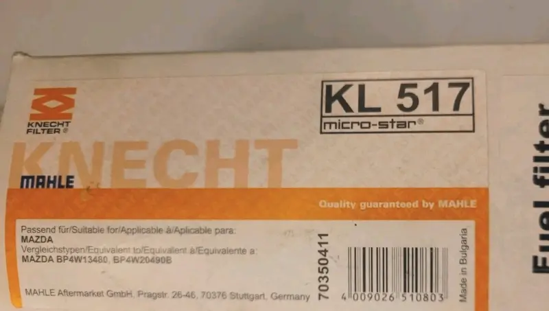 Filtre À Carburant Mazda Mx5 Knecht Mhale KL517 Wf8374 (#AUT89)