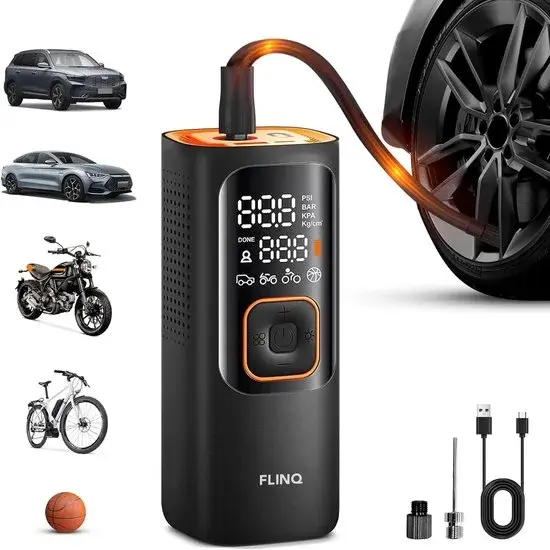 FlinQ Compresseur Portable Noir 12V - Nouveau Outlet