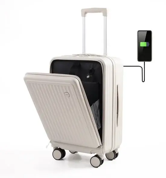 FLY&BYE Handbagagekoffer 36L Crème - Dubbel TSA Slot Nieuw
