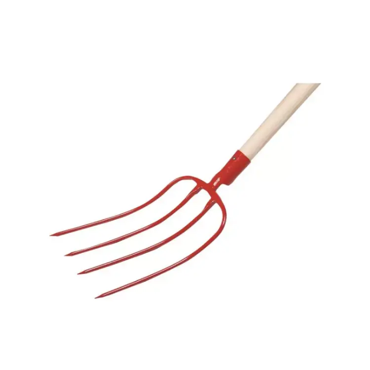 FOURCHE A FUMIER A DOUILLE 4 DENTS 31CM AVEC MANCHE BOIS 135CM GOUVY
