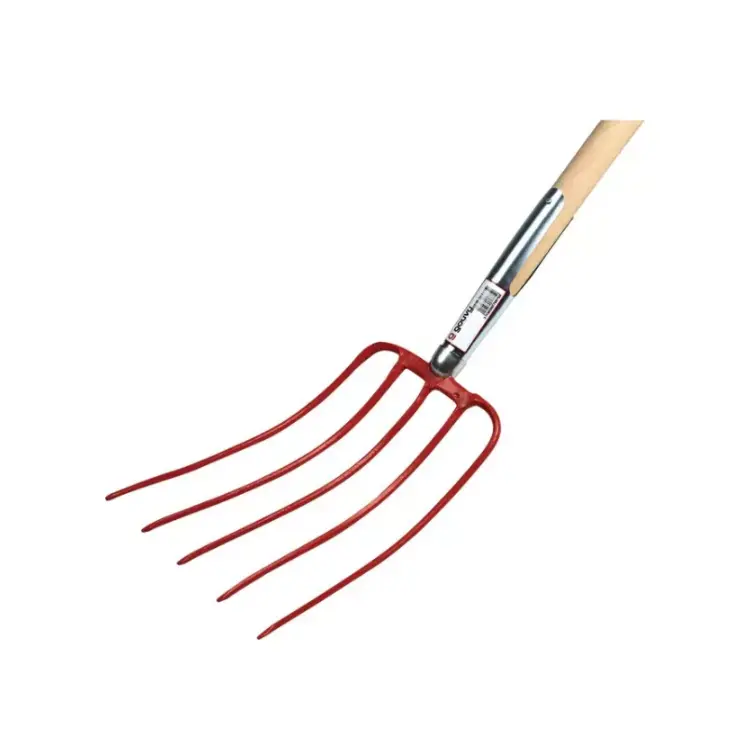 FOURCHE A FUMIER FERULE CAPUCHON 5 DENTS 30CM AVEC MANCHE BOIS 135CM GOUVY