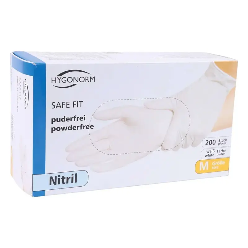 Gants en nitrile Hygonorm "Safe Fit" blancs 200 pièces