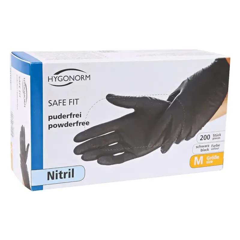 Gants en nitrile Hygonorm "Safe Fit" noirs 200 pièces