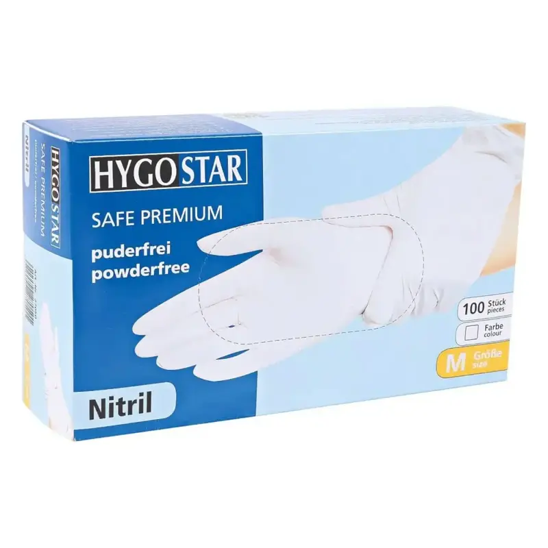 Gants en nitrile Hygostar "Safe Premium" blancs