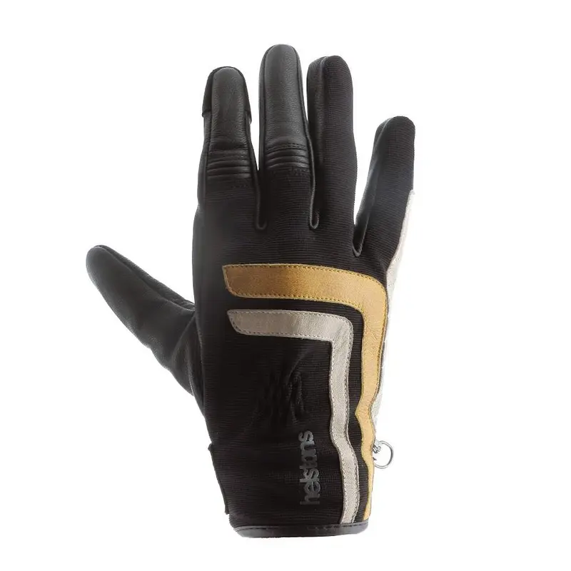 GANTS HELSTONS JEFF ETE CUIR 4WAYS NOIR GOLD BEIGE