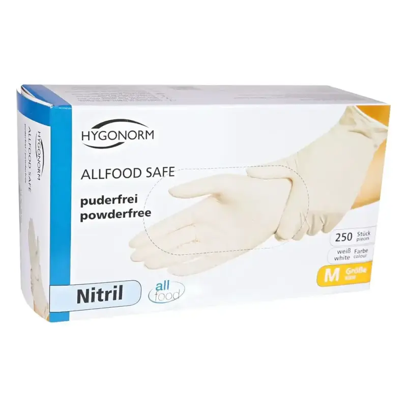 Gants nitrile Hygonorm "Allfood Safe" blancs 250 pièces