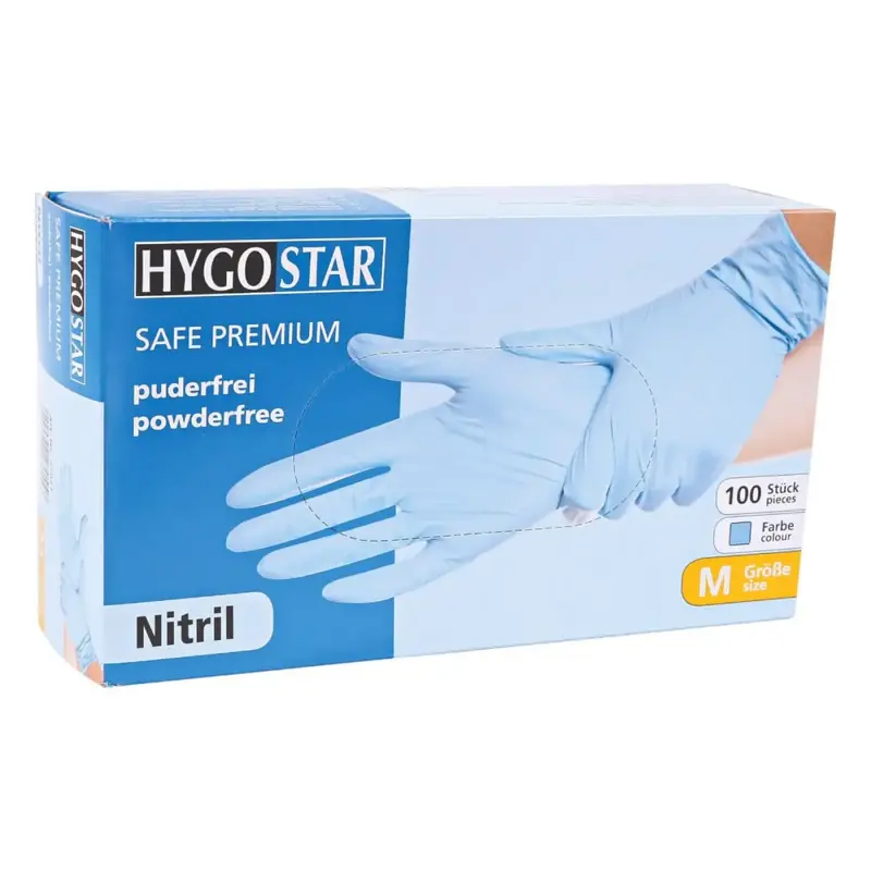 Gants nitrile Hygostar "Safe Premium" bleus