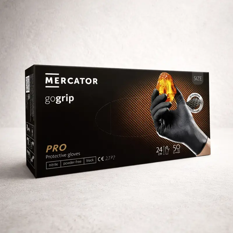 Go Grip Gants nitrile texturés ultra résistants - Boîte de 50