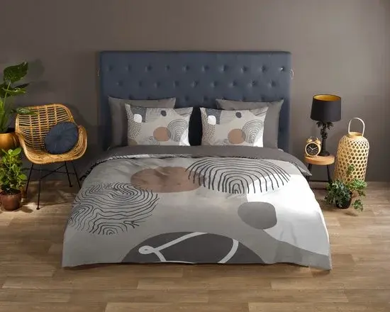 Good Morning Dekbedovertrek Cirkels Grijs 200x220 - Nieuw Outlet