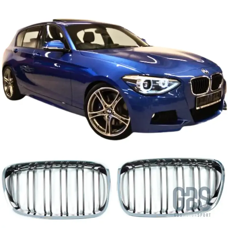 Grilles de Calandre Double Lame Chrome et Noir BMW Série 1 F20 F21 Phase 1 Pre-LCI