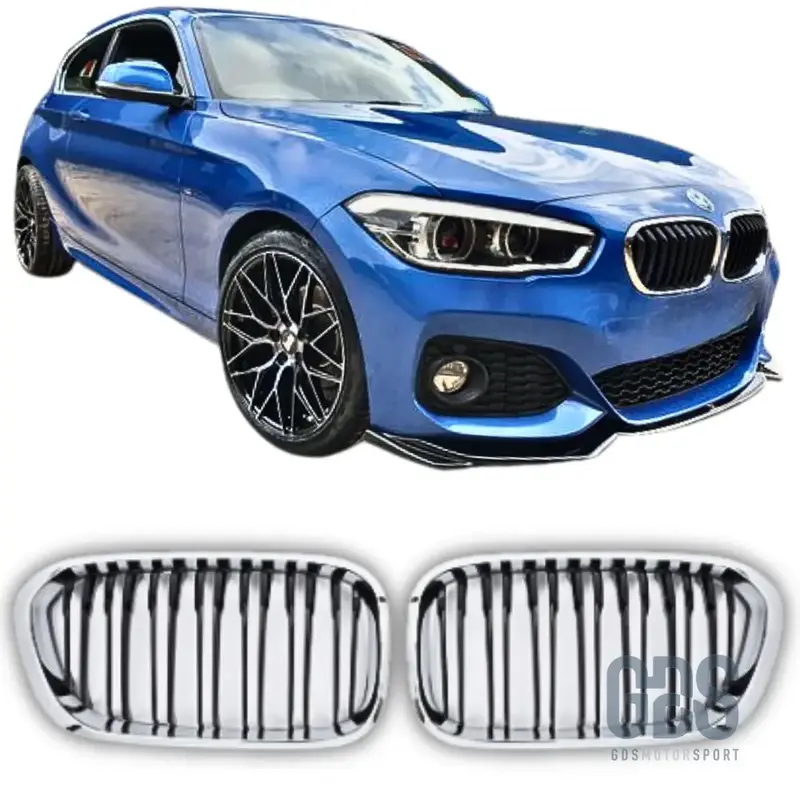 Grilles de Calandre Double Lame Chrome et Noir BMW Série 1 F20 F21 Phase 2 LCI