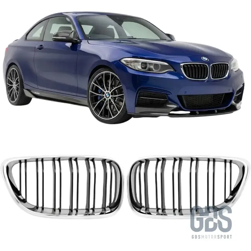 Grilles de Calandre Double Lame Contour Chrome pour BMW Série 2 F22 F23