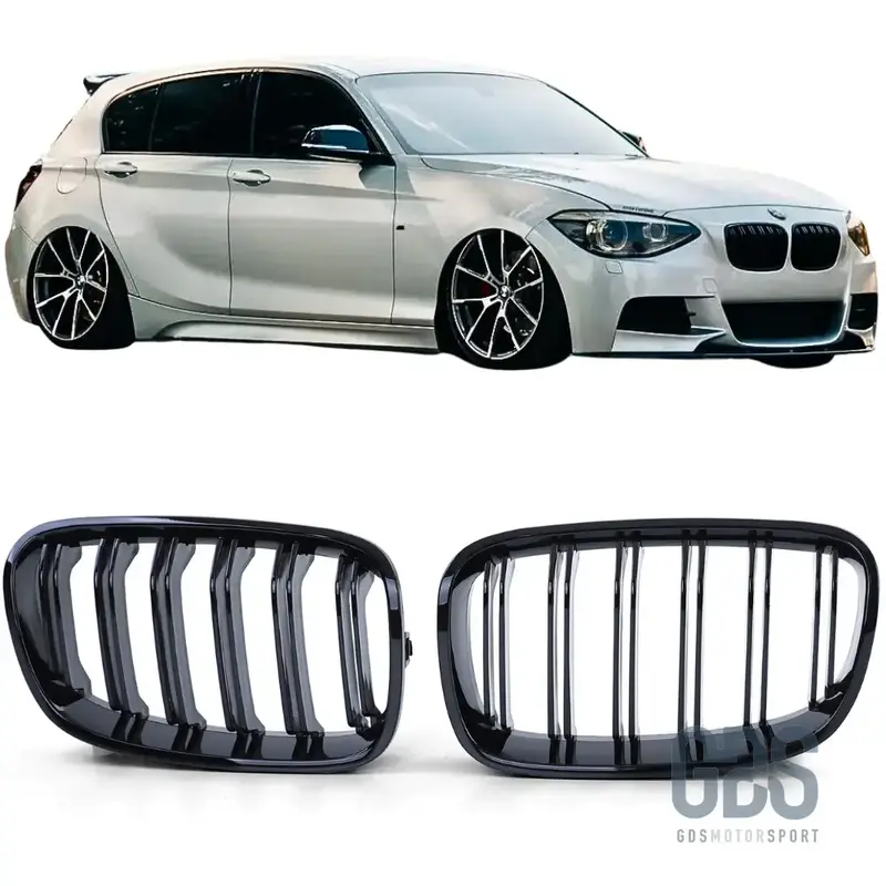 Grilles de Calandre Double Lame Noir Brillant BMW Série 1 F20 F21 Phase 1 Pre-LCI