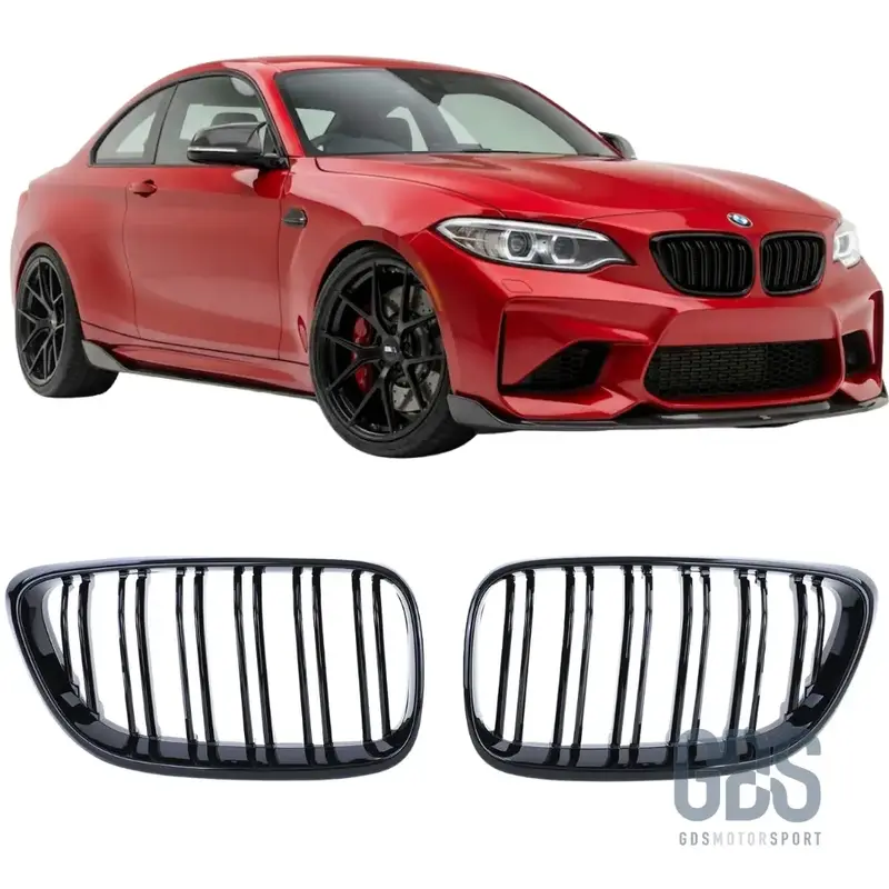 Grilles de Calandre Double Lame Noir Brillant pour BMW Série 2 F22 F23