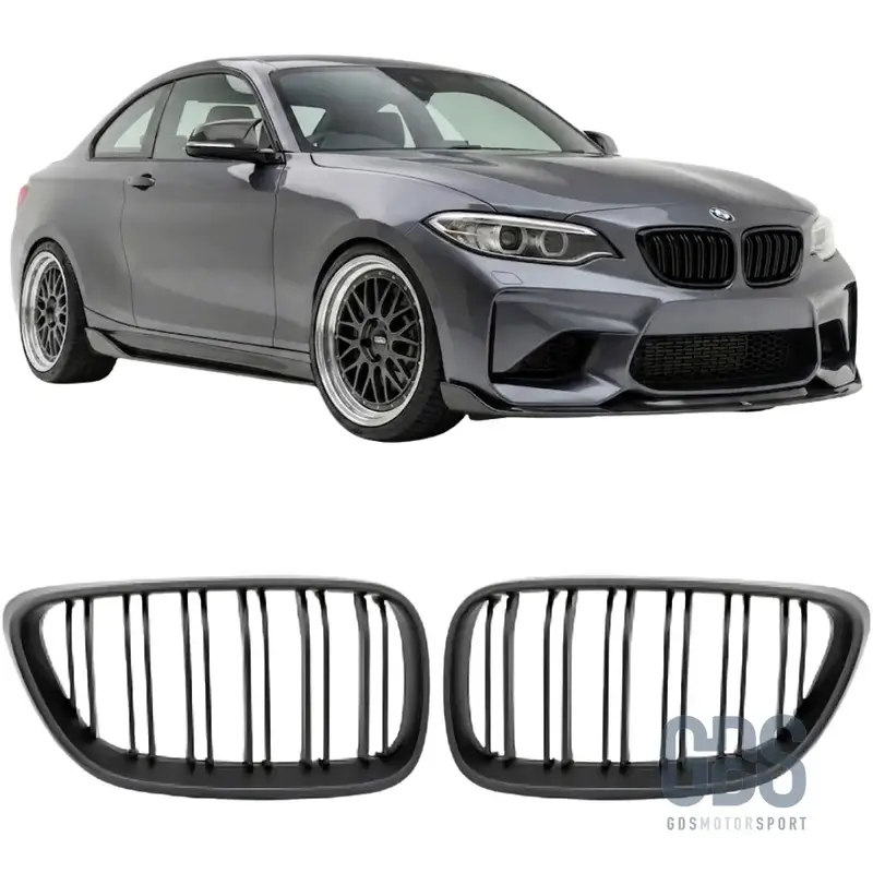 Grilles de Calandre Double Lame Noir Mat pour BMW Série 2 F22 F23