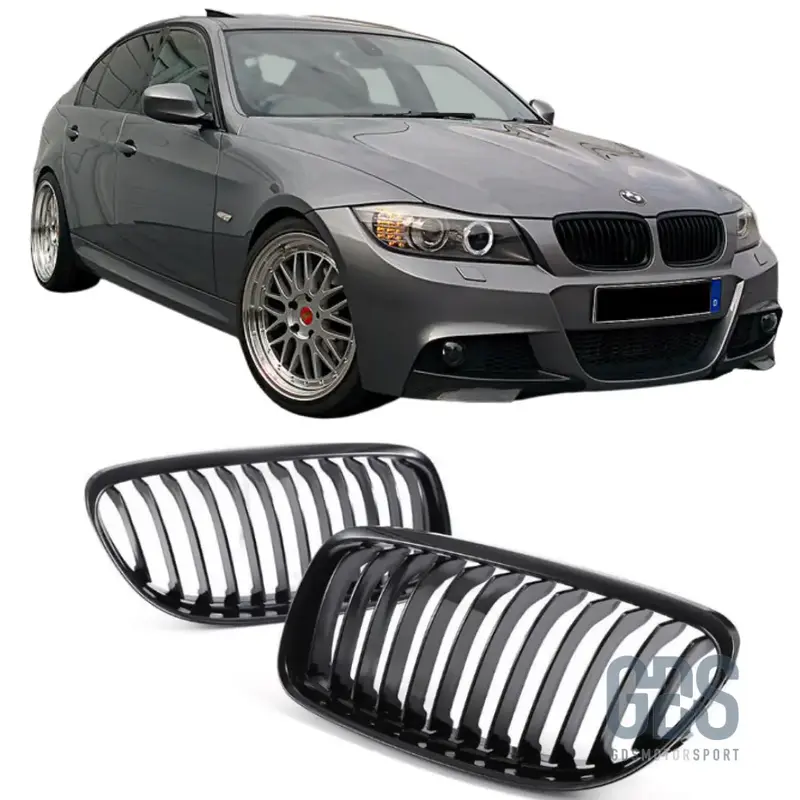 Grilles de Calandre Noir Brillant BMW Série 3 E90 E91 Phase 2 LCI