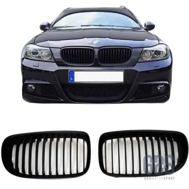 Grilles de Calandre Noir Mat BMW Série 3 E90 E91 Phase 2 LCI