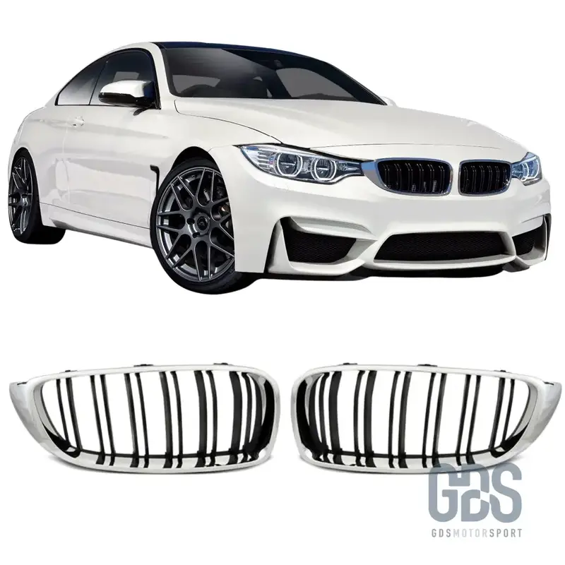 Grilles de calandre Type vrai M4 F82 pour BMW F32 F33 F36 Noir Mat et Chrome