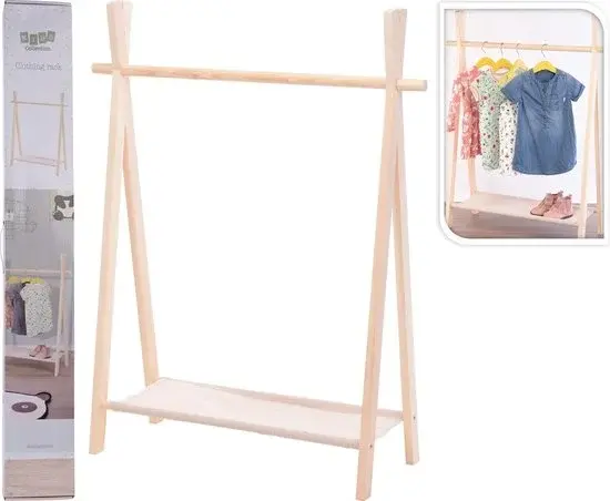 H&S collection Kledingrek Kinderen 80x100cm Hout - Nieuw Outlet