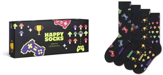 Happy Socks | Coffret Cadeau de Chaussettes 4 Paires Gamer Snacks | Unisexe | 36-40