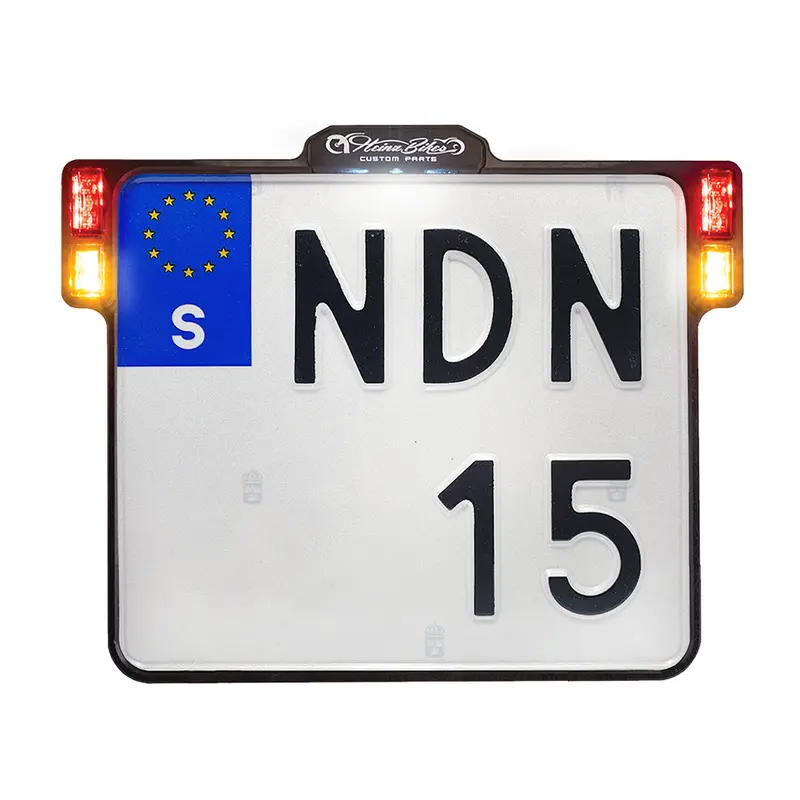 Heinz Bikes Support universel de plaque d'immatriculation 2.0 LED pour moto