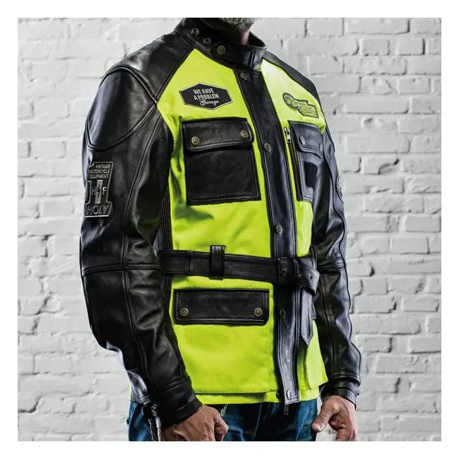 Holy Freedom Quattro Vision Leather Jacket Noir/Jaune fluo