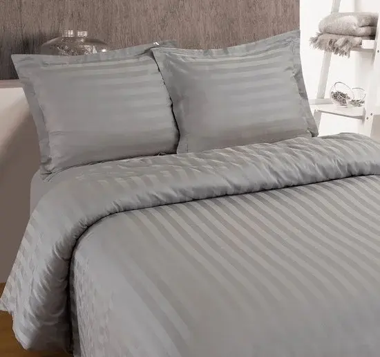 Housse de couette à rayures Primaviera Deluxe Hotel Grise - Neuf Outlet