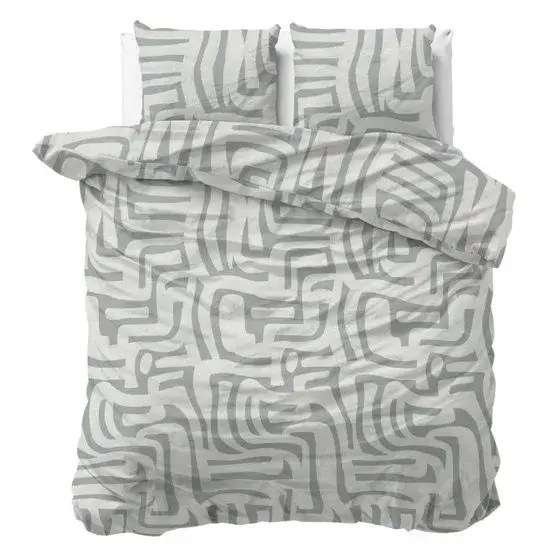 Housse de couette en flanelle Sleeptime Danis Vert Gris - Nouvelle Outlet