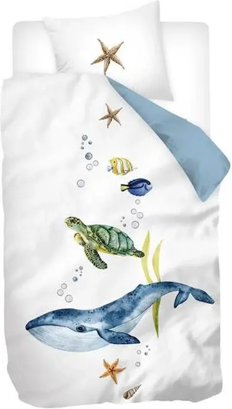 Housse de couette Tavion Flanelle Blanche Bleue - Neuf Outlet
