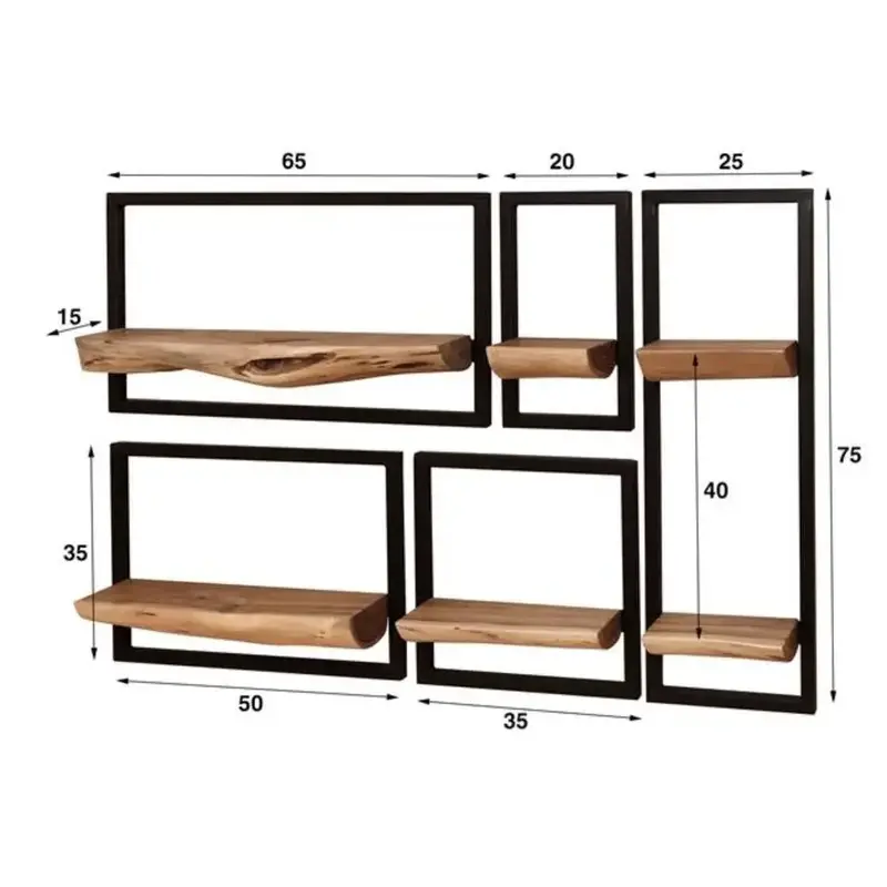 Hoyz Wandschap Set Edge Acacia Naturel 5-delig - Nieuw