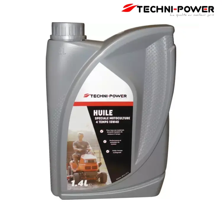 HUILE 4 TEMPS MOTOCULTURE 15W40 BIDON 1,4L TECHNI-POWER
