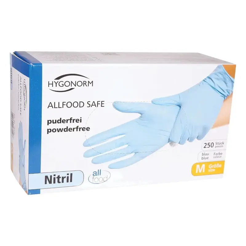 Hygonorm "Allfood Safe" Gants nitrile bleus 250 pièces