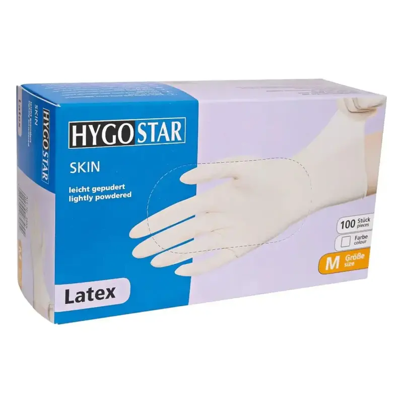 Hygostar Gants en latex "Skin" blancs 100 pièces