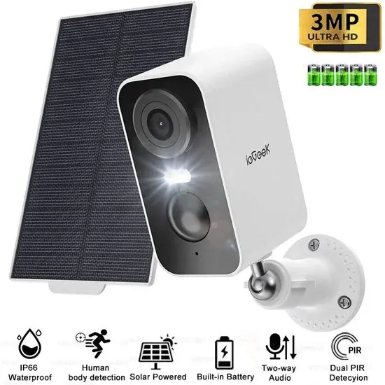 ieGeek ZS-GX3S Caméra de sécurité 3MP Sans fil Panneau solaire - Nouveau Outlet