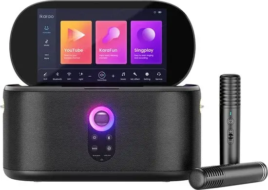 Ikarao Shell S1 Set Karaoké 2 Sans Fil Noir - Nouveau Déstockage
