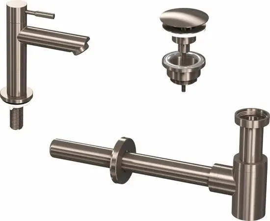 INK Fonteinkraanset Laag Model Brushed Nickel - Nieuw Outlet