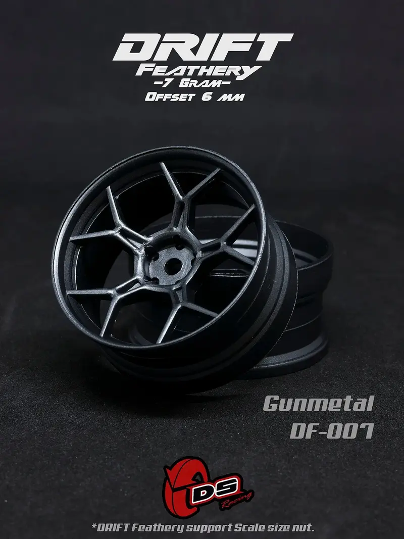 Jantes drift Feathery (2pcs) - Gun Metal - +6mm